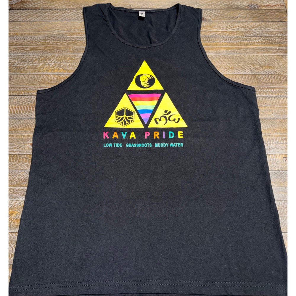Next Level Kava Pride Tank Top Unisex Large Black New Rainbow Graphic Tee